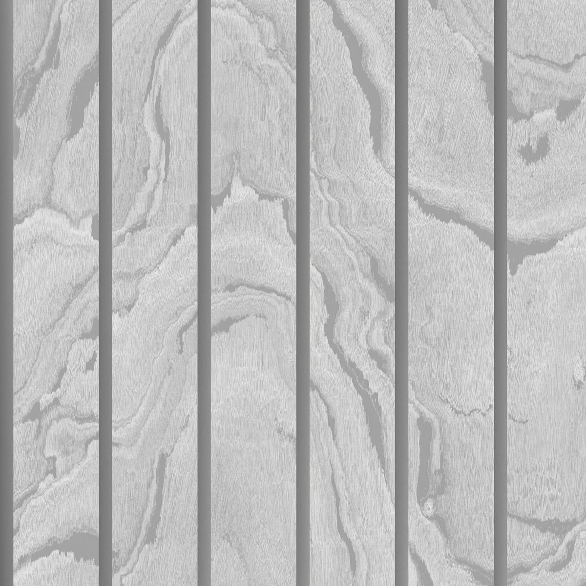Woodgrain Panel Wallpaper - Silver - Muriva