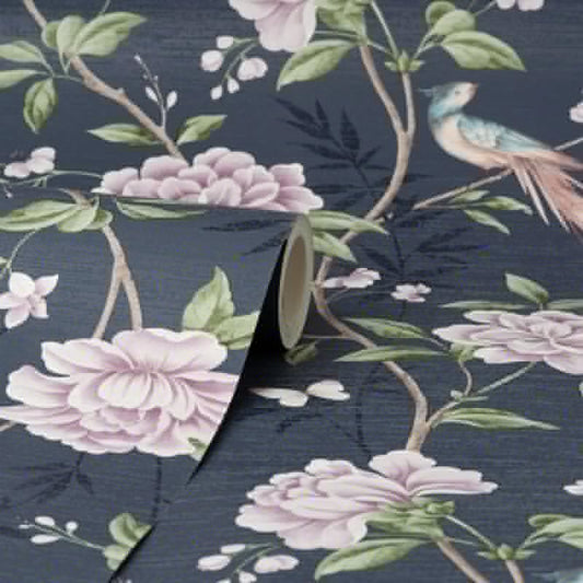 Akina Floral Wallpaper - Navy - Crown - M1723Wallpaper199