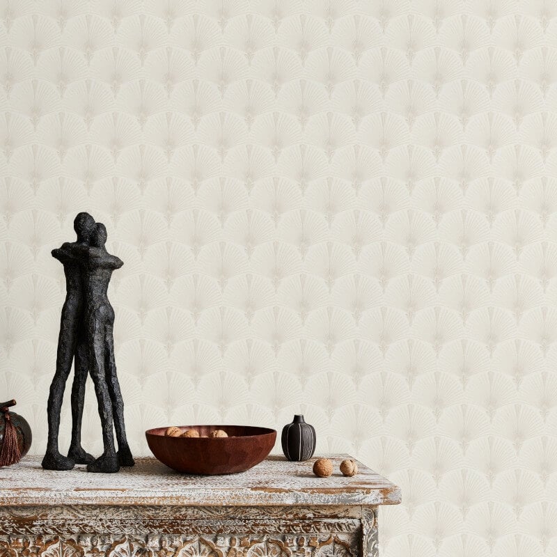 Antionette Fan Metallic Wallpaper - Beige - Erismann - 10346 - 02Wallpaper199