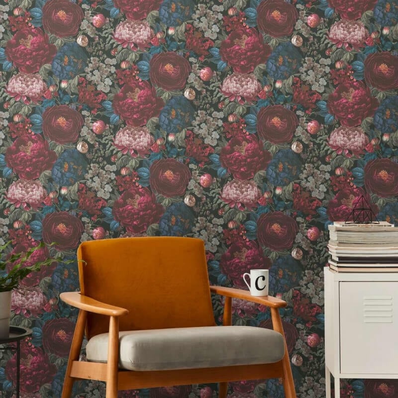 Antique Floral Wallpaper - Red/Blue - Michalsky Living - 39979-1Wallpaper199