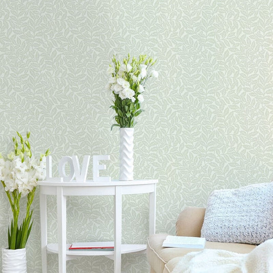 Ash Branch Floral Wallpaper - Light Moss - Crown - M1179Wallpaper199