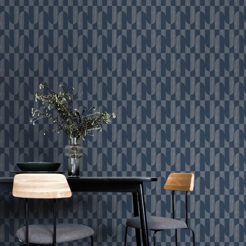 Asperia Gael Geometric Wallpaper - Navy Blue - Grandeco - A55703Wallpaper199