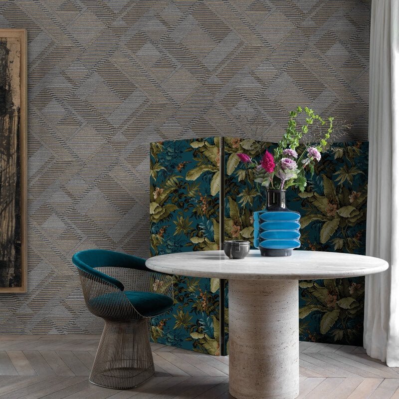 Asperia Klee Geometric Wallpaper - Blue/Gold - Grandeco - A55401Wallpaper199