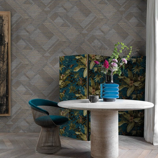 Asperia Klee Geometric Wallpaper - Blue/Gold - Grandeco - A55401Wallpaper199