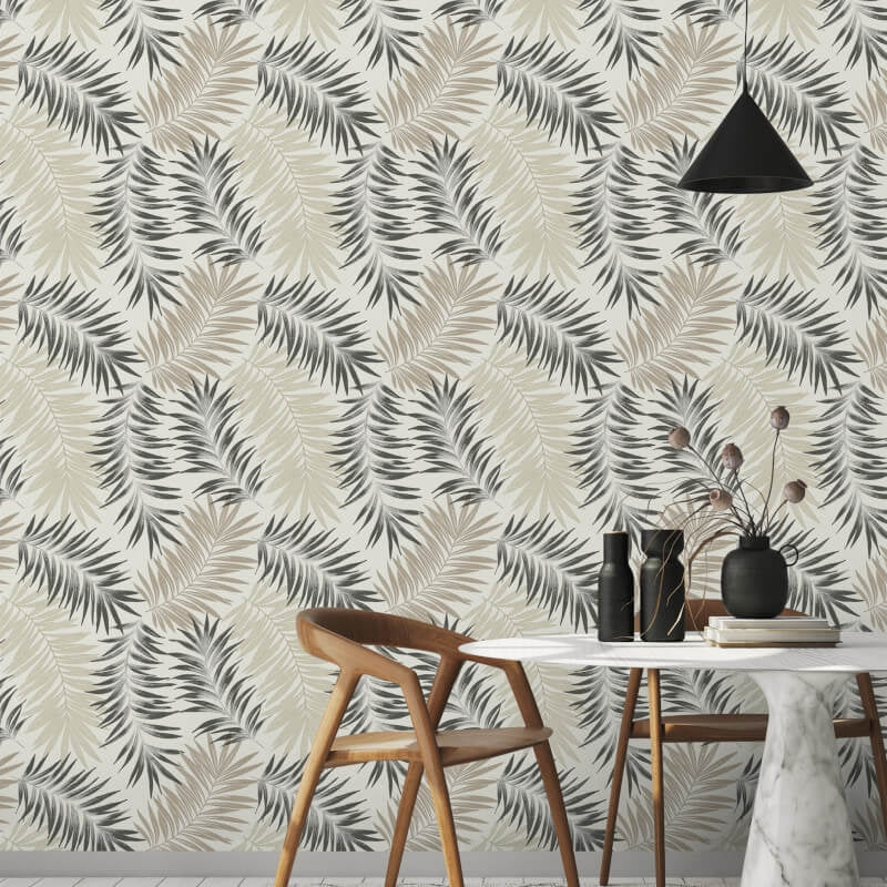 Asperia Orleans Leaf Wallpaper - Beige/Black - Grandeco - A56201Wallpaper199
