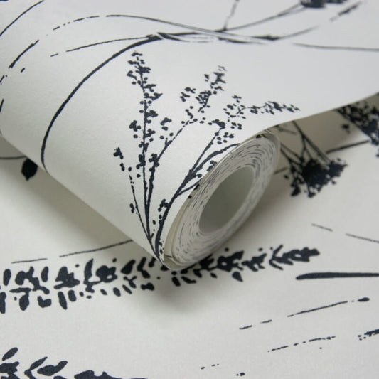 Attitude Halm Grass Floral Wallpaper - Black/White - Grandeco - A64201Wallpaper199