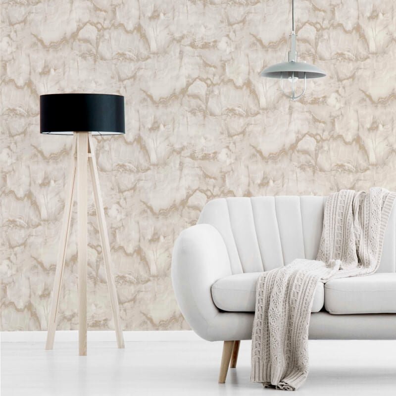 Aura Marble Design Metallic Wallpaper - Latte/Gold - Crown - M1585Wallpaper199
