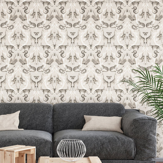 Bazaar Animal Damask Wallpaper - Beige - Galerie - G78309Wallpaper199