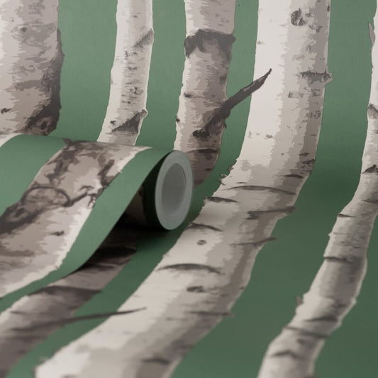 Birch Trees Wallpaper - Hunter Green - Fine Décor - FD43292Wallpaper199
