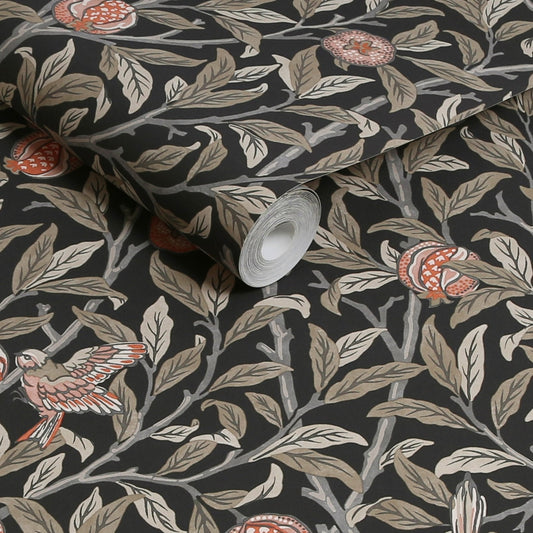 Bird & Pomegranate Wallpaper - Charcoal - 124258 - William Morris AHWallpaper199