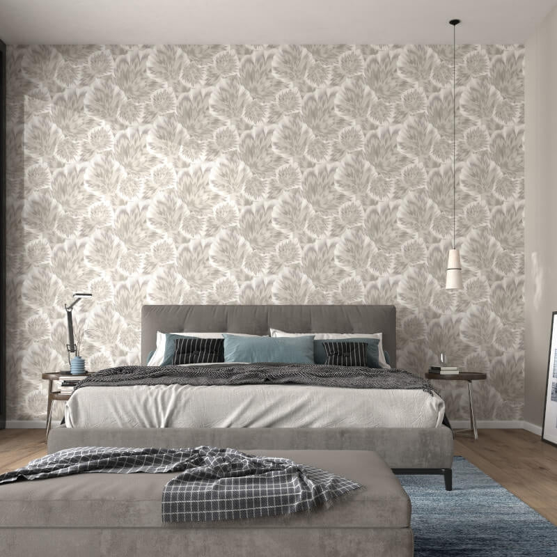 Bliss Abstract Leaf Metallic Wallpaper - Taupe - Erismann - 10402 - 37Wallpaper199