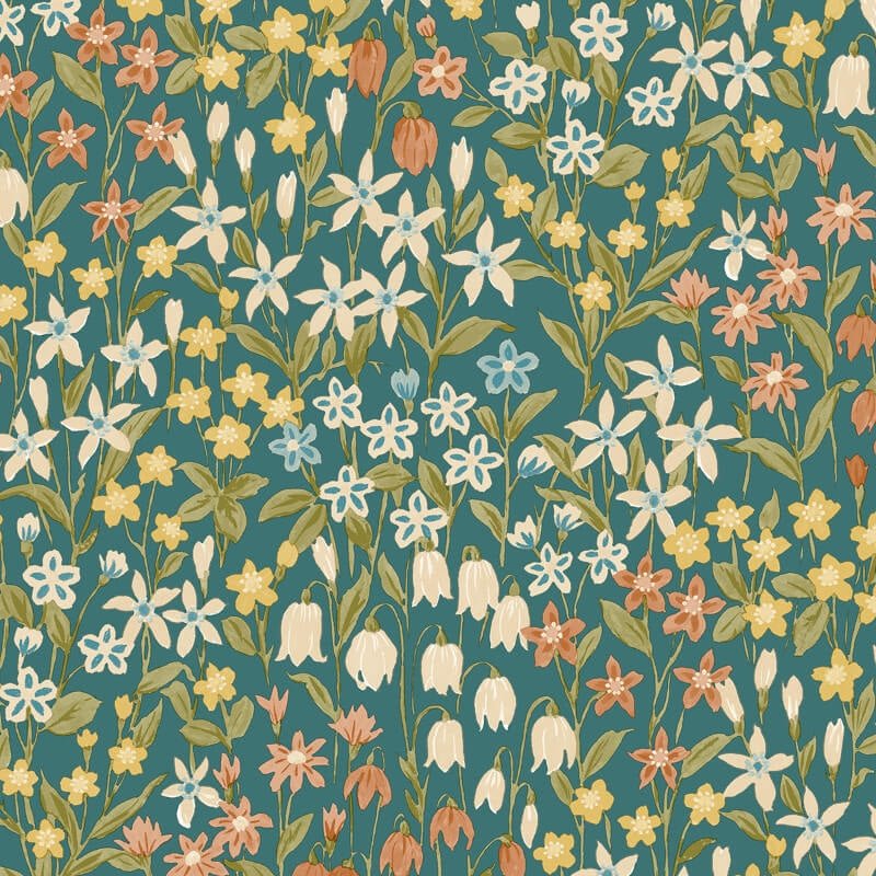 Bluebell Floral Wallpaper - Green Multi - Grandeco - A64103Wallpaper199