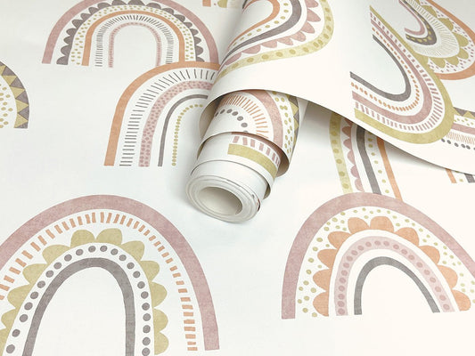 Boho Rainbow Wallpaper - Blush/Orange - Holden Décor - 13280Wallpaper199