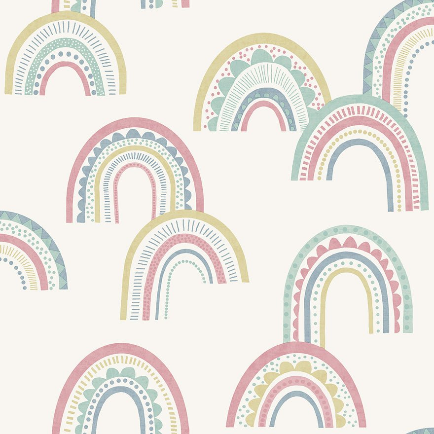Boho Rainbow Wallpaper - Pink/Duckegg - Holden Décor - 13281Wallpaper199