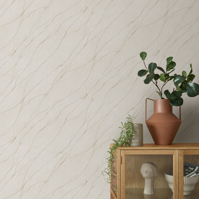 Calore Cracked Lines Metallic Wallpaper - Beige/Gold - Erismann - 10440 - 32Wallpaper199