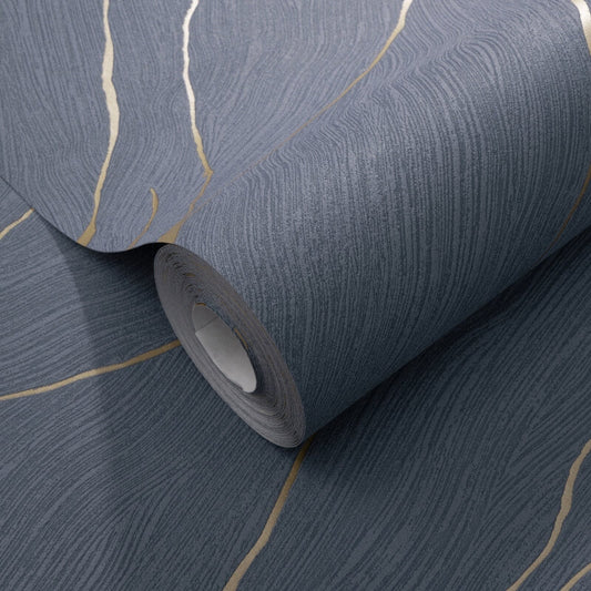 Calore Cracked Lines Metallic Wallpaper - Blue/Gold - Erismann - 10440 - 08Wallpaper199