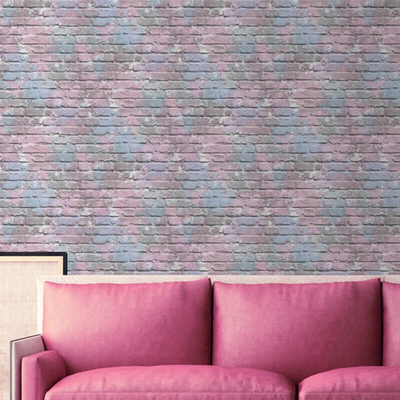 Camouflage Brick Wallpaper - Lilac - Muriva - L33506Wallpaper199