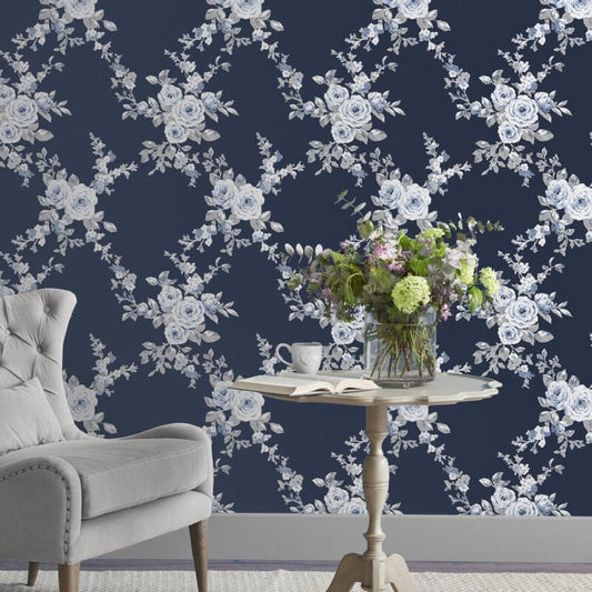 Canterbury Floral Wallpaper - Blue - Catherine Lansfield - 165505Wallpaper199