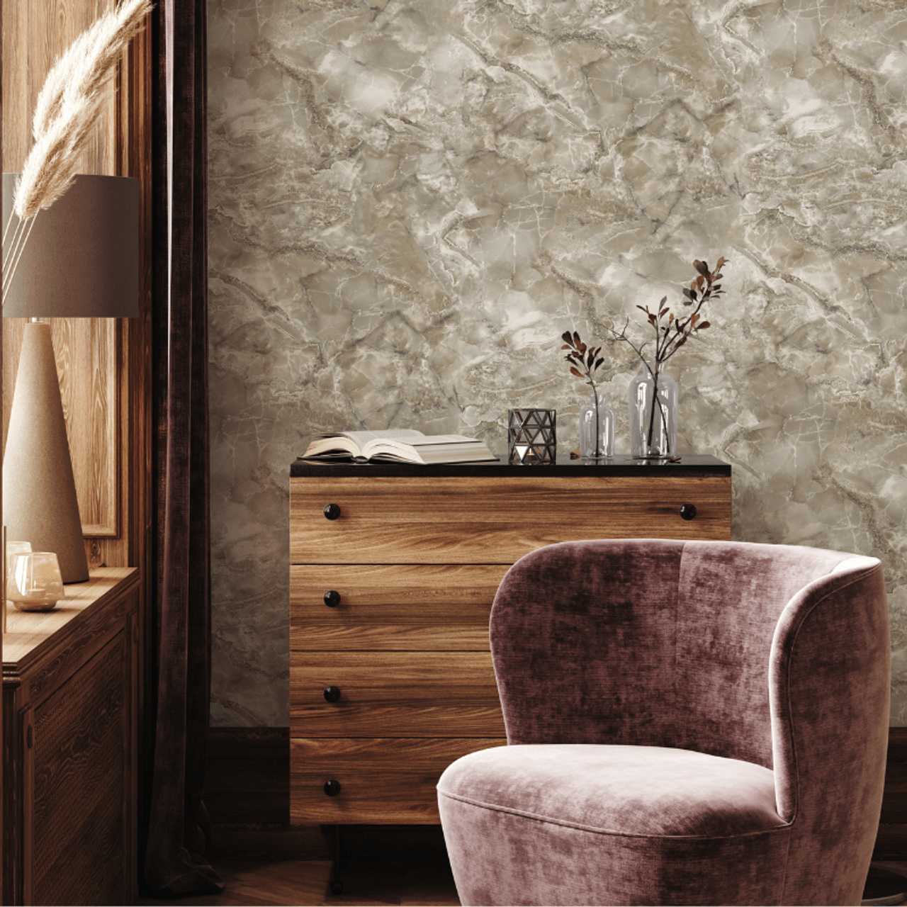 Carlotta Vasari Wallpaper - Mocha - Rasch - 400327Wallpaper199