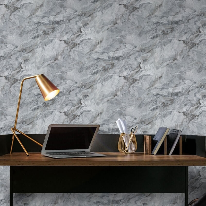 Carrara Marble Metallic Wallpaper - Silver/Grey - Erismann - 10318 - 47Wallpaper199