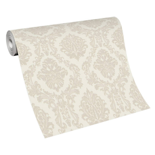 Carre Damask Metallic Wallpaper - Cream - Erismann - 10288 - 02Wallpaper199