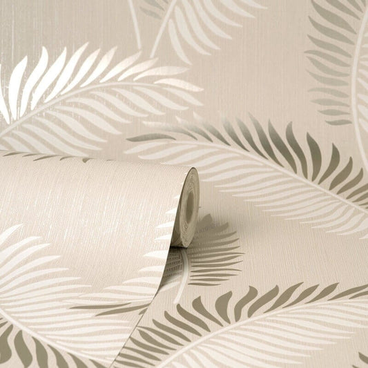 Cascade Leaf Metallic Wallpaper - Cream/Gold - Fine Décor - FD42838Wallpaper199