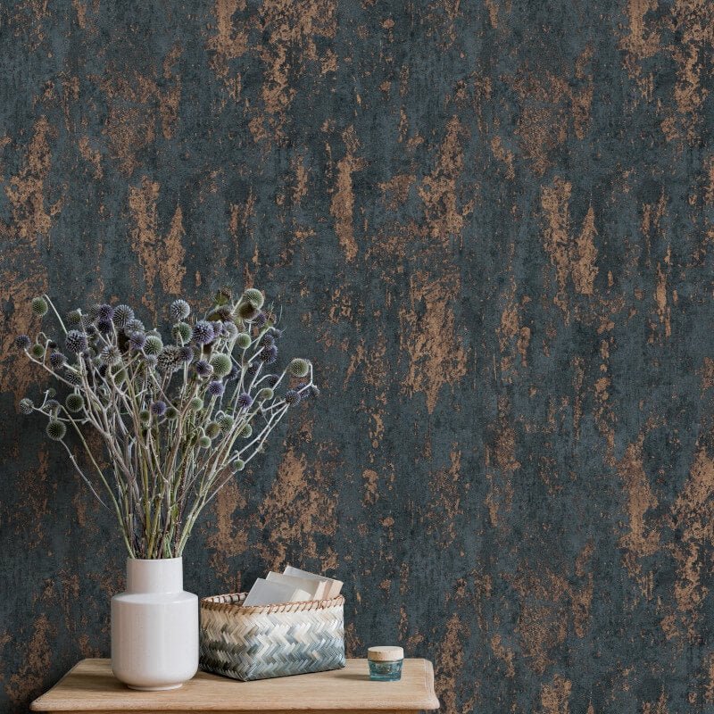 Casual Chic Industrial Texture Metallic Wallpaper - Dark Blue - Erismann - 10273 - 44Wallpaper199
