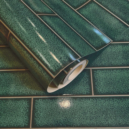 Celadon Gloss Tile Wallpaper - Emerald - Holden Décor - 89386Wallpaper199