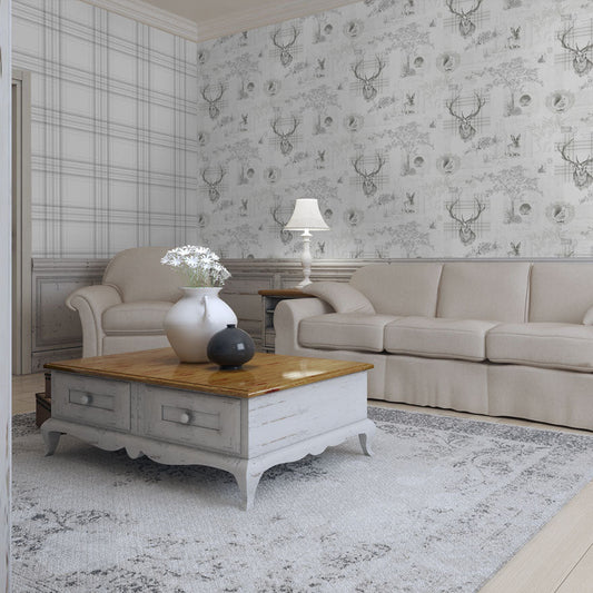 Check Wallpaper - Grey/Charcoal - Holden Décor - 12438Wallpaper199