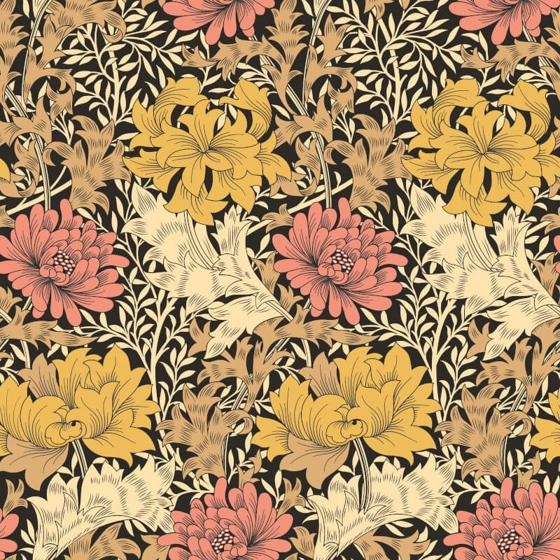 Chrysanthemum Wallpaper - Ginger - Hoopla Walls - HWA1124WWallpaper199