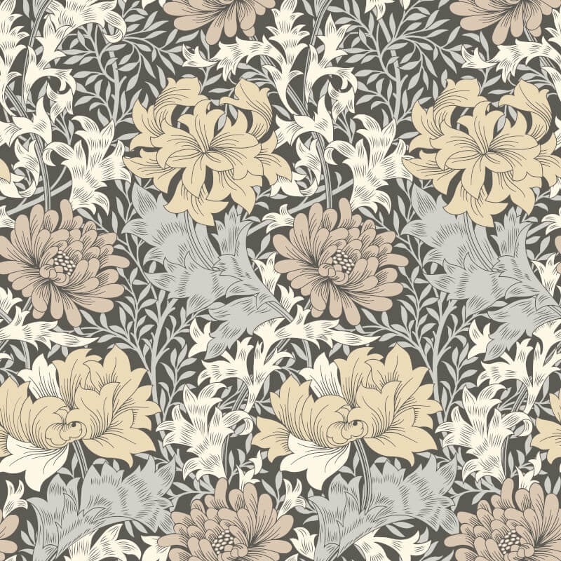 Chrysanthemum Wallpaper - Graphite - Hoopla Walls - HWA1121WWallpaper199