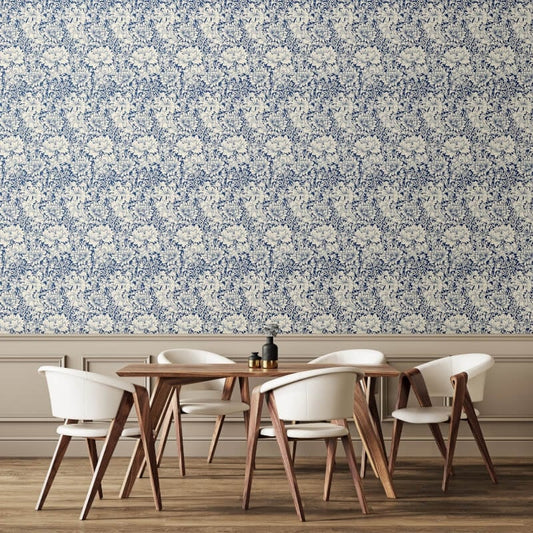 Chrysanthemum Wallpaper - Indigo Blue - Hoopla Walls - HWA1117WWallpaper199