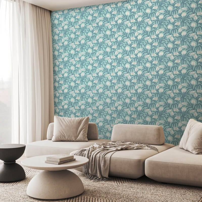 Chunky Flower Wallpaper - Denim - Hoopla Walls - HWA1148WWallpaper199