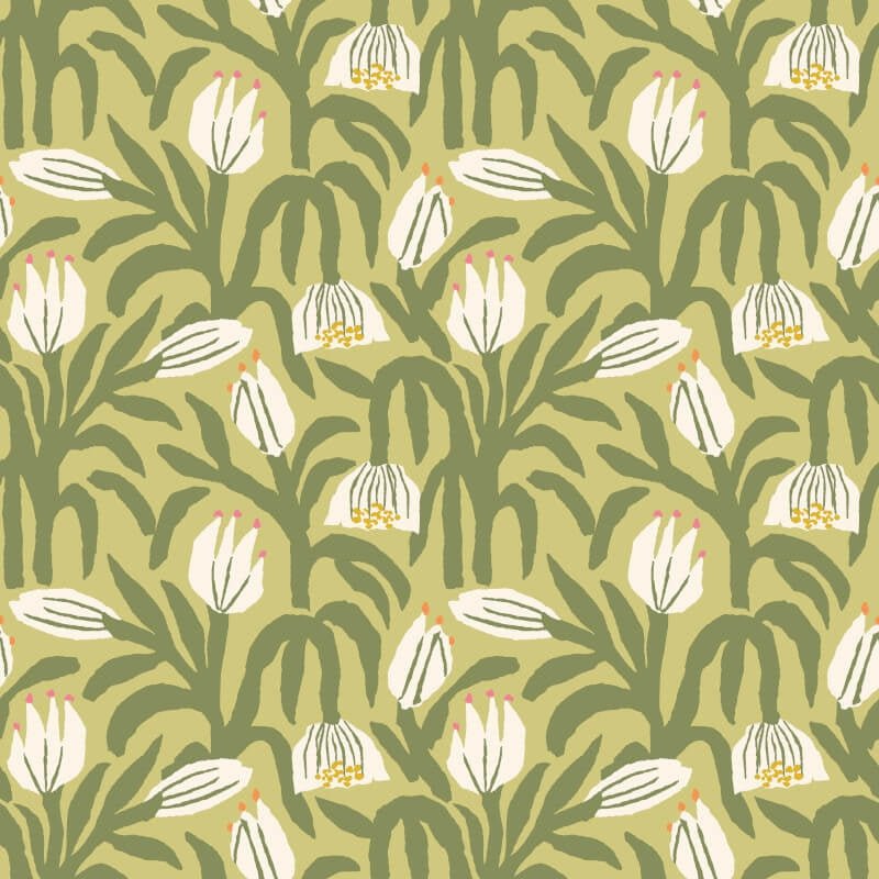 Chunky Flower Wallpaper - Olive Green - Hoopla Walls - HWA1153WWallpaper199