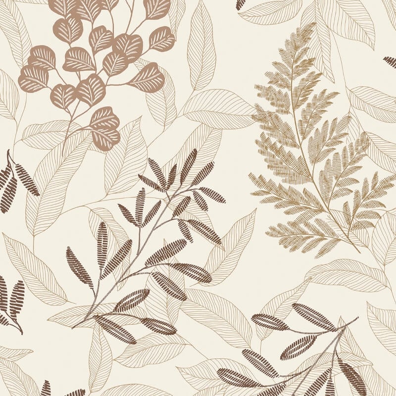 Ciara Catho Leaf Wallpaper - Cream/Gold - Grandeco - A63902Wallpaper199