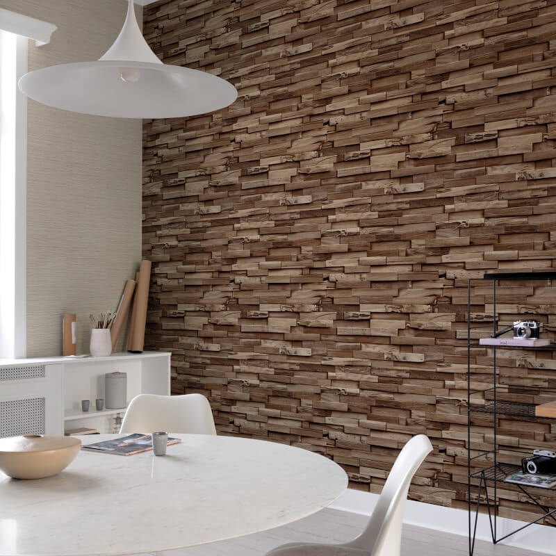 Ciara Colorado Wood Slat Effect Wallpaper - Brown - Grandeco - A64003Wallpaper199