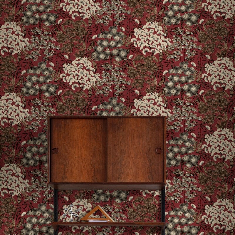 Ciara Hisae Floral Wallpaper - Red/Black - Grandeco - A63003Wallpaper199