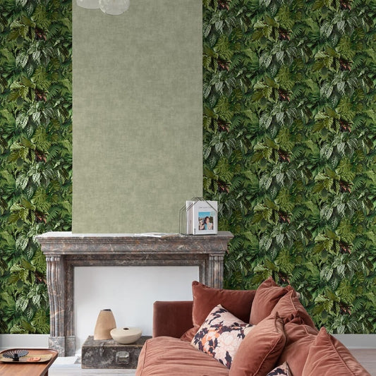 Ciara Living Wall Tropical Leaves Wallpaper - Green - Grandeco - A58601Wallpaper199
