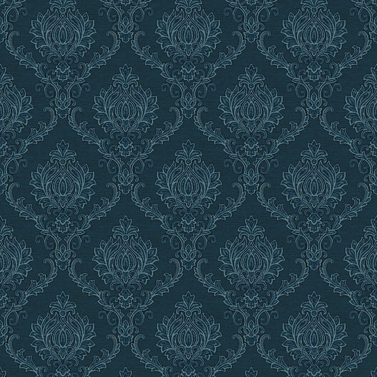 Classic Italian Delicate Damask Wallpaper - Deep Blue - Galerie - 23649Wallpaper199