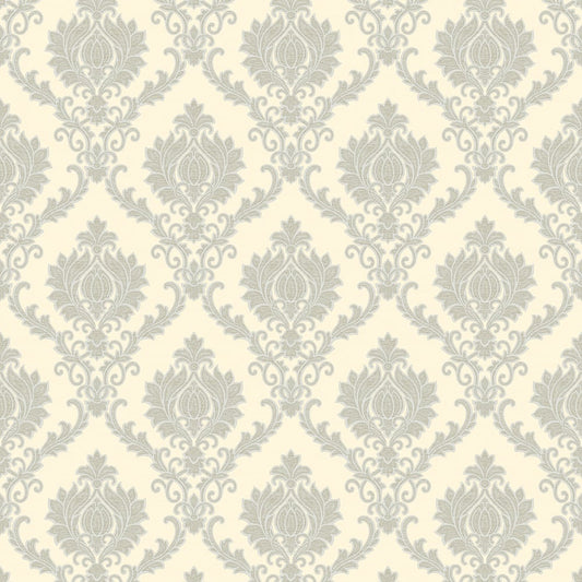 Classic Italian Delicate Damask Wallpaper - Silver/Ivory - Galerie - 23641Wallpaper199