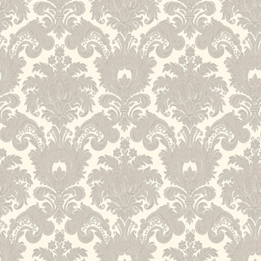 Classic Italian Scrolling Damask Wallpaper - Silver/Ivory - Galerie - 23611Wallpaper199