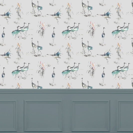 Cranes Wallpaper - Cobalt - Voyage Maison - CRANES/WPO/COBWallpaper199