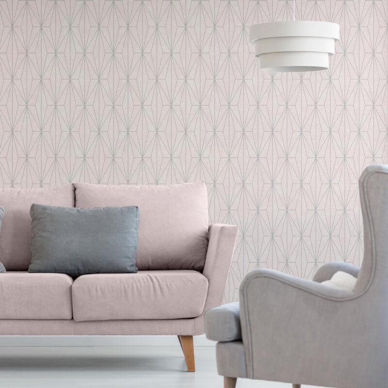 Darcy James Aspen Geo Metallic Wallpaper - Pink/Silver - Muriva - 173543Wallpaper199