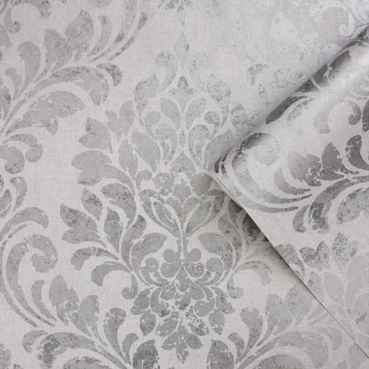 Darcy James Eleanor Damask Metallic Wallpaper - Grey/Silver - Muriva - 173511Wallpaper199