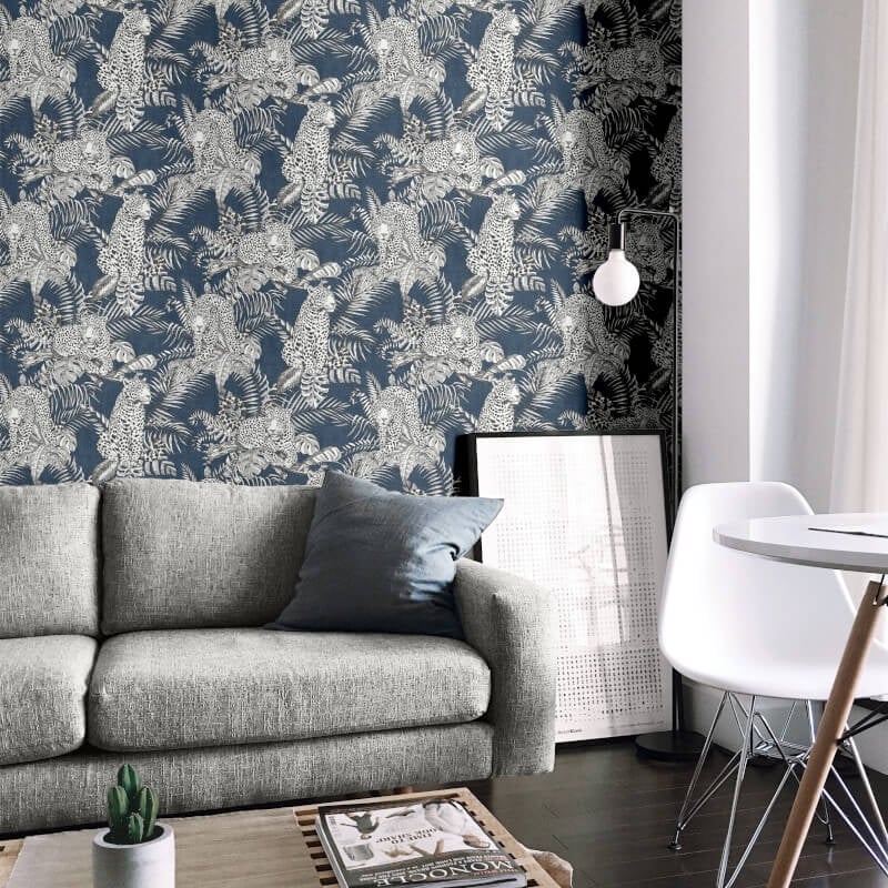 Darcy James Mamboa Leopard Wallpaper - Blue - Muriva - 173523Wallpaper199