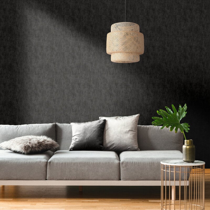 Darcy James Plain Linen Texture Wallpaper - Black - Muriva - 173535Wallpaper199