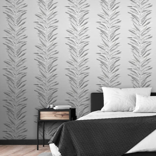 Dhara Large Leaf Metallic Wallpaper - Silver - Muriva - 191501Wallpaper199