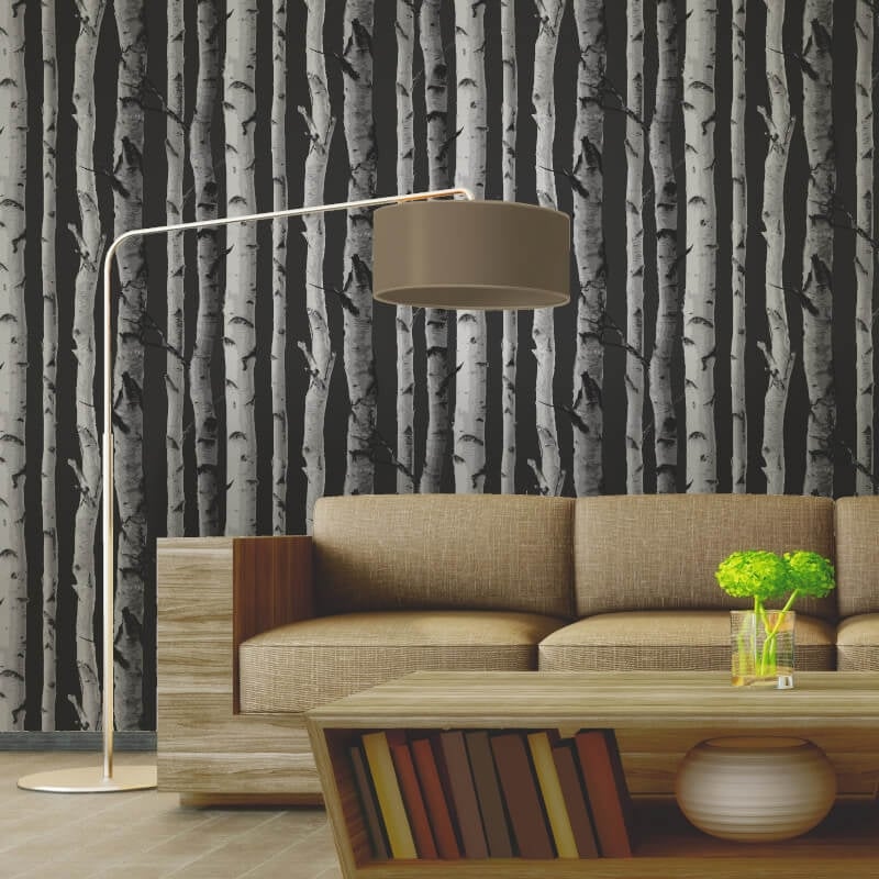 Distinctive Birch Tree Wallpaper - Black/Silver - Fine Décor - FD31052Wallpaper199