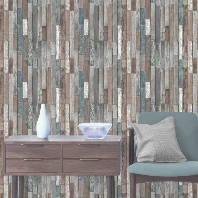 Distinctive Reclaimed Wood Planks Wallpaper - Blue - Fine Décor - FD40888Wallpaper199