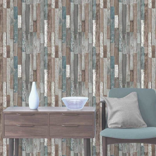 Distinctive Reclaimed Wood Planks Wallpaper - Blue - Fine Décor - FD40888Wallpaper199
